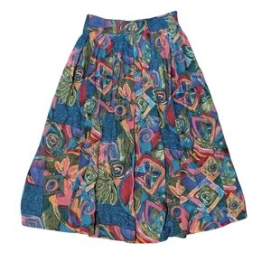 Vintage Boho Geometric Patterned Skirt S